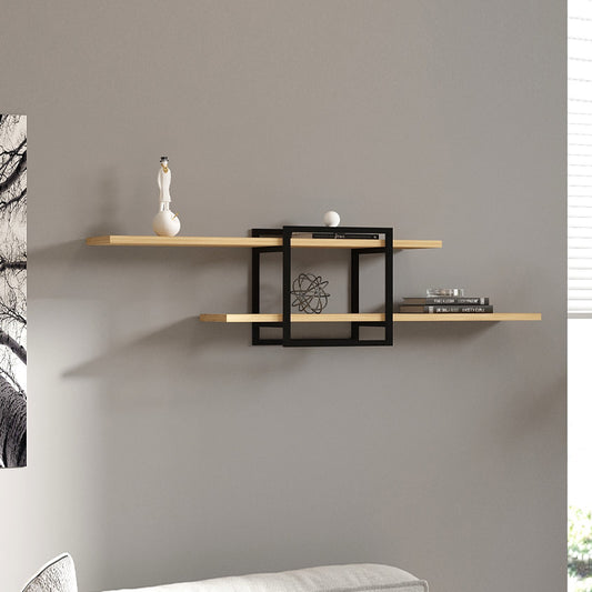 Ραφιέρα τοίχου Mone Megapap χρώμα sapphire oak - μαύρο 120x18x30εκ. - Hippiehome.gr