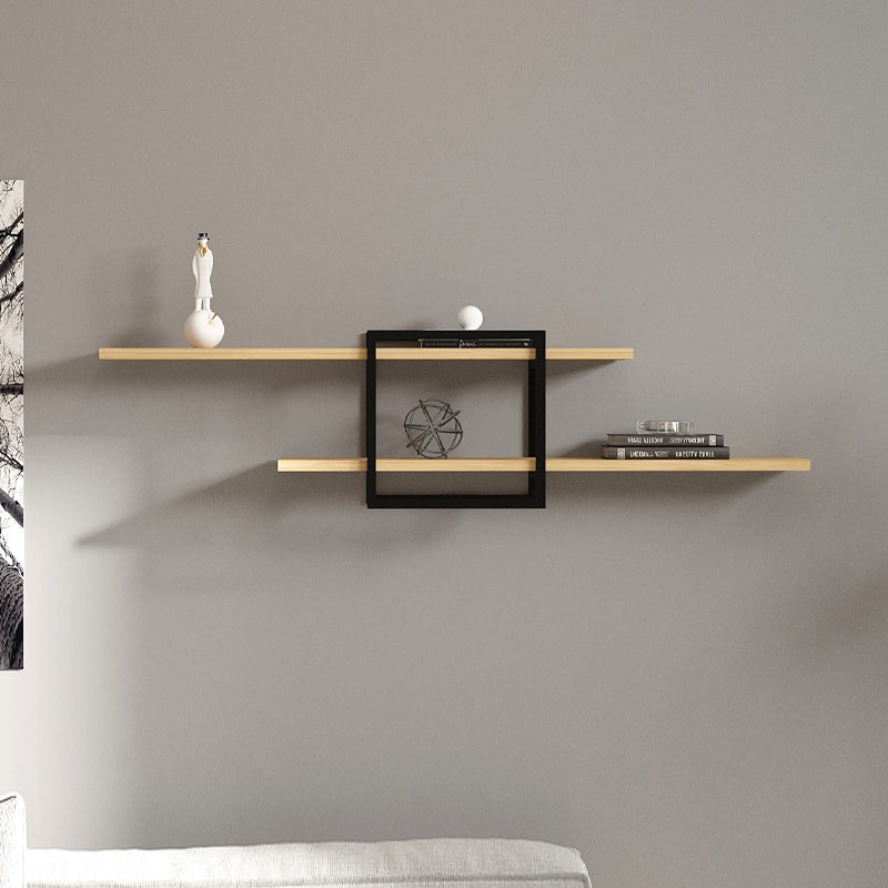 Ραφιέρα τοίχου Mone Megapap χρώμα sapphire oak - μαύρο 120x18x30εκ. - Hippiehome.gr
