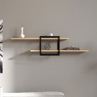 Ραφιέρα τοίχου Mone Megapap χρώμα sapphire oak - μαύρο 120x18x30εκ. - Hippiehome.gr