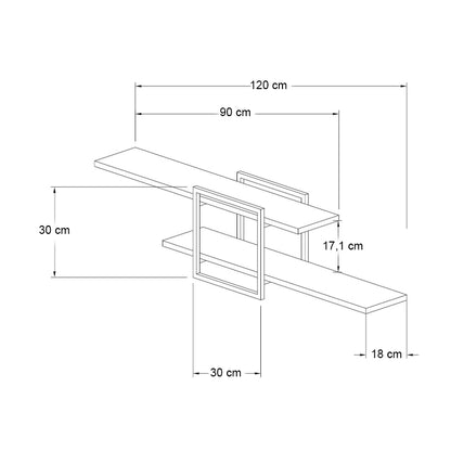 Ραφιέρα τοίχου Mone Megapap χρώμα sapphire oak - μαύρο 120x18x30εκ. - Hippiehome.gr