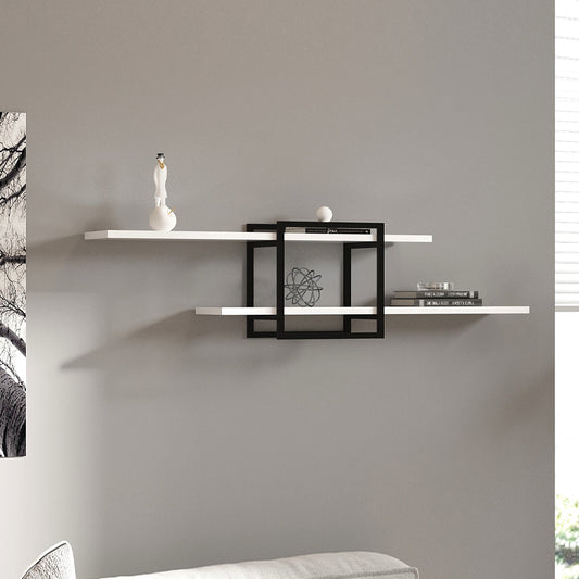 Ραφιέρα τοίχου Mone Megapap χρώμα λευκό - μαύρο 120x18x30εκ. - Hippiehome.gr