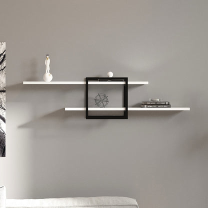 Ραφιέρα τοίχου Mone Megapap χρώμα λευκό - μαύρο 120x18x30εκ. - Hippiehome.gr