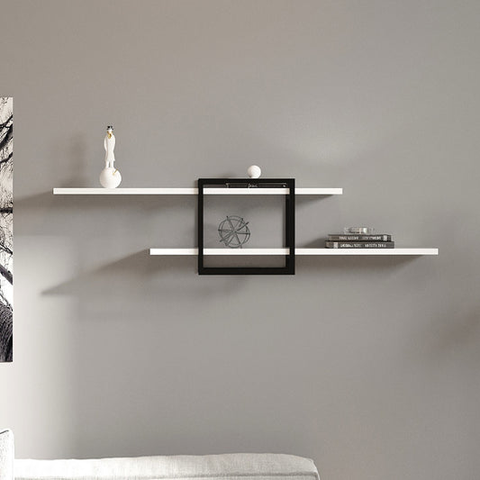 Ραφιέρα τοίχου Mone Megapap χρώμα λευκό - μαύρο 120x18x30εκ. - Hippiehome.gr