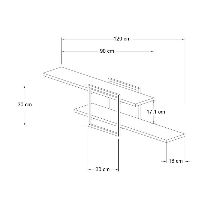 Ραφιέρα τοίχου Mone Megapap χρώμα λευκό - μαύρο 120x18x30εκ. - Hippiehome.gr