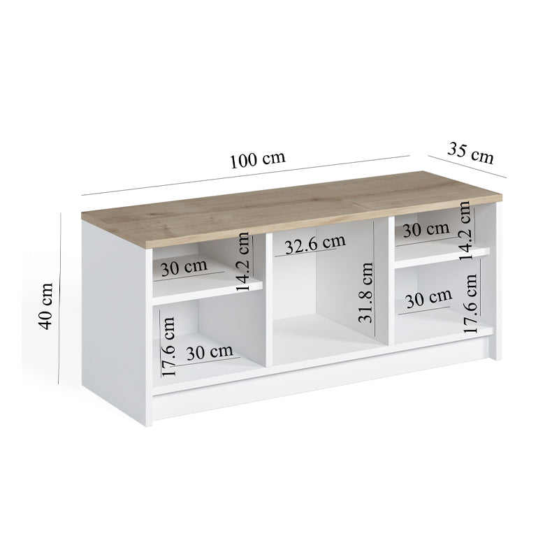 Παπουτσοθήκη London Megapap χρώμα λευκό - sapphire oak 100x35x40εκ. - Hippiehome.gr