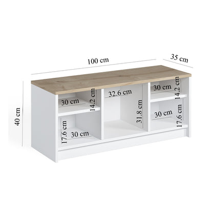 Παπουτσοθήκη London Megapap χρώμα λευκό - sapphire oak 100x35x40εκ. - Hippiehome.gr