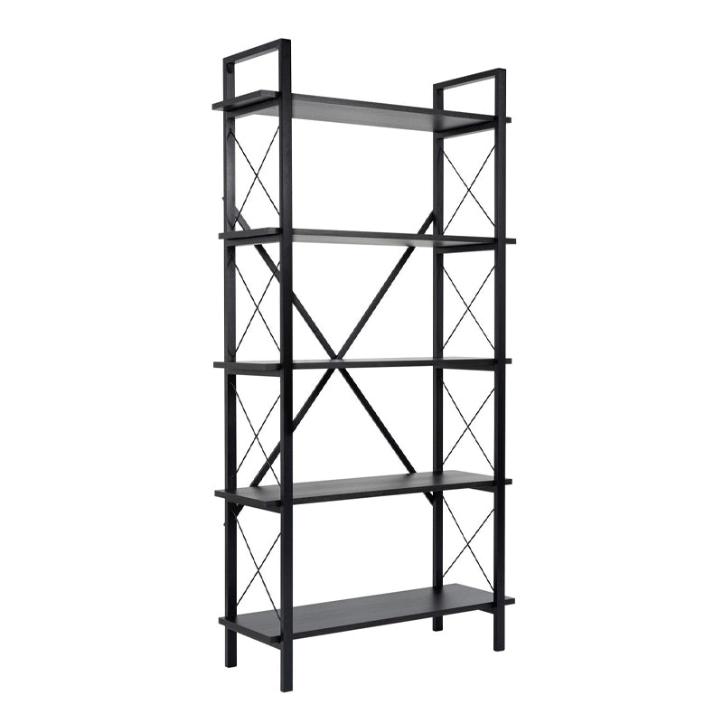 Βιβλιοθήκη Elysian Megapap χρώμα μαύρο 90x33,5x180εκ. - Hippiehome.gr