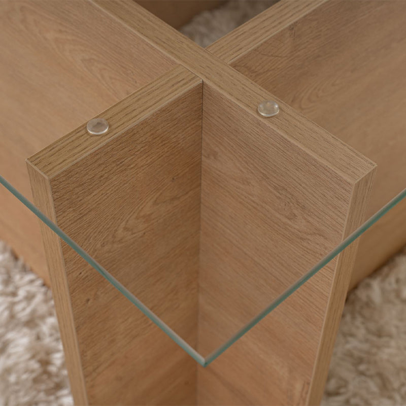 Τραπεζάκι σαλονιού Vetrino Megapap γυάλινο χρώμα honey oak 105x65x40εκ. - Hippiehome.gr