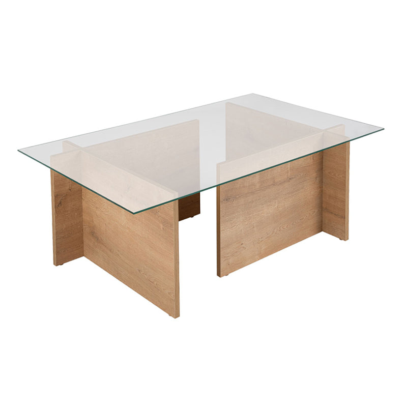 Τραπεζάκι σαλονιού Vetrino Megapap γυάλινο χρώμα honey oak 105x65x40εκ. - Hippiehome.gr