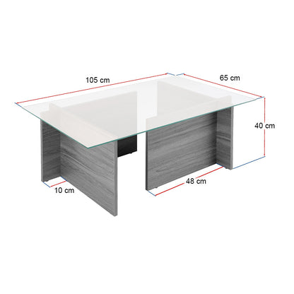 Τραπεζάκι σαλονιού Vetrino Megapap γυάλινο χρώμα travertine 105x65x40εκ. - Hippiehome.gr