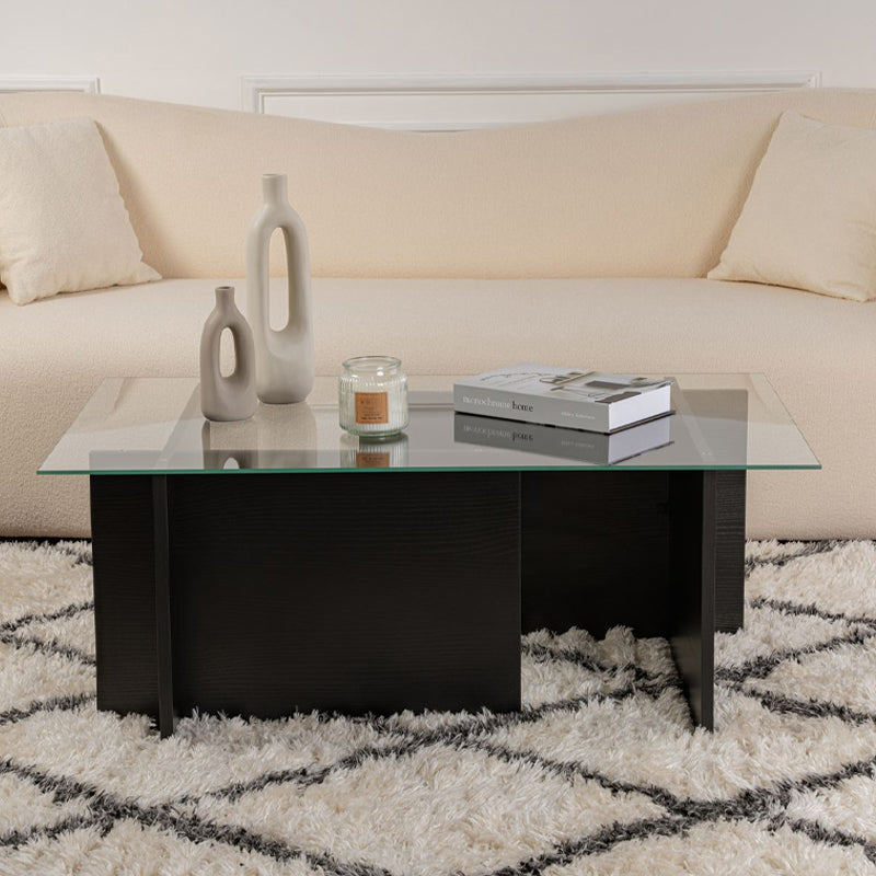 Τραπεζάκι σαλονιού Vetrino Megapap γυάλινο χρώμα μαύρο 105x65x40εκ. - Hippiehome.gr