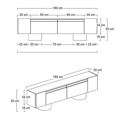 Έπιπλο τηλεόρασης Haven Megapap χρώμα ανθρακί 180x30x50εκ. - Hippiehome.gr