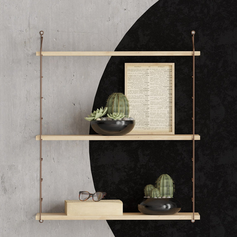 Ραφιέρα τοίχου Armoni Megapap χρώμα sapphire oak - καφέ μέταλλο 72x20x85εκ. - Hippiehome.gr