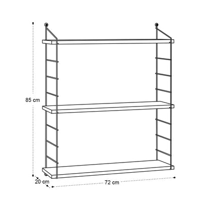 Ραφιέρα τοίχου Armoni Megapap χρώμα sapphire oak - καφέ μέταλλο 72x20x85εκ. - Hippiehome.gr