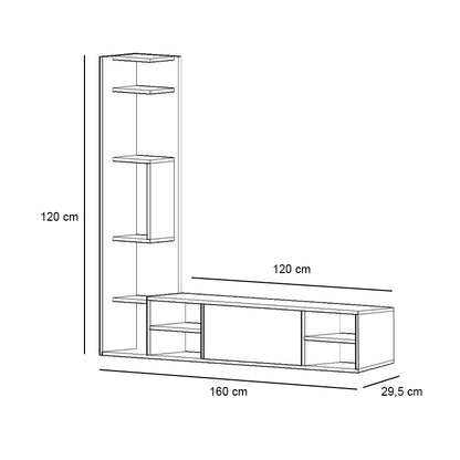 Έπιπλο τηλεόρασης Pera Megapap χρώμα λευκό 160x29,5x120εκ. - Hippiehome.gr