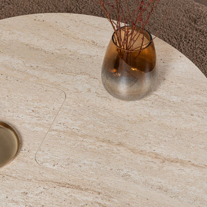 Τραπεζάκι σαλονιού σετ 2 τμχ Moira Megapap χρώμα travertine Ø90x41εκ. - Hippiehome.gr