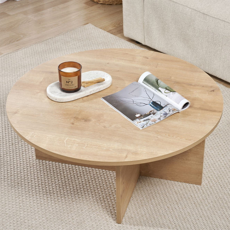 Τραπεζάκι σαλονιού Soleil Megapap χρώμα sapphire oak Ø90x40εκ. - Hippiehome.gr