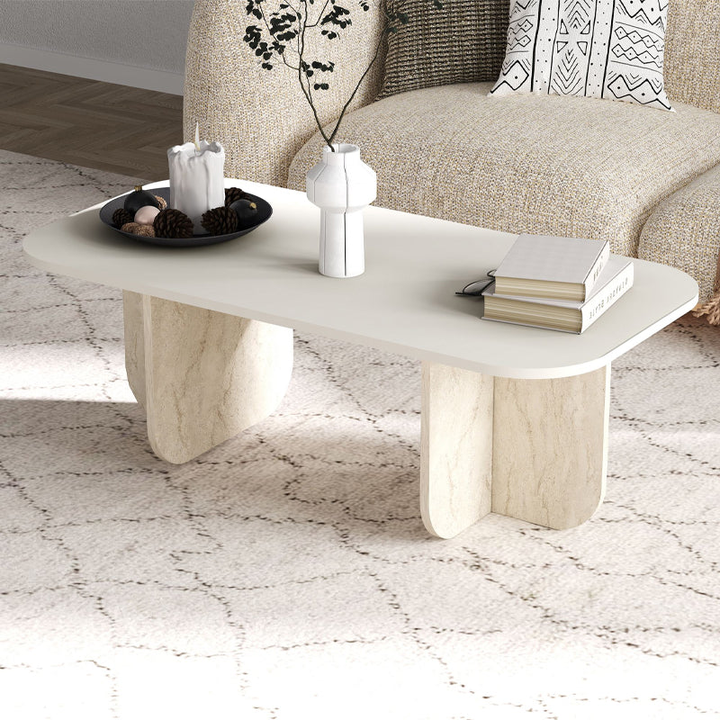 Τραπεζάκι σαλονιού Becaj Megapap χρώμα sandstone - travertine 120x60x41,4εκ. - Hippiehome.gr