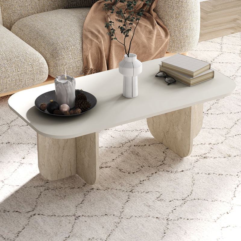 Τραπεζάκι σαλονιού Becaj Megapap χρώμα sandstone - travertine 120x60x41,4εκ. - Hippiehome.gr
