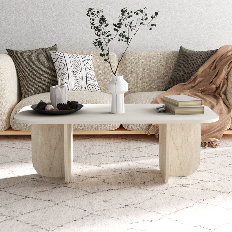 Τραπεζάκι σαλονιού Becaj Megapap χρώμα sandstone - travertine 120x60x41,4εκ. - Hippiehome.gr