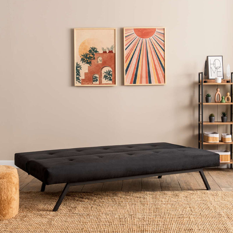 Καναπές - κρεβάτι Zola Megapap τριθέσιος υφασμάτινος χρώμα μαύρο 180x64x78εκ. - Hippiehome.gr