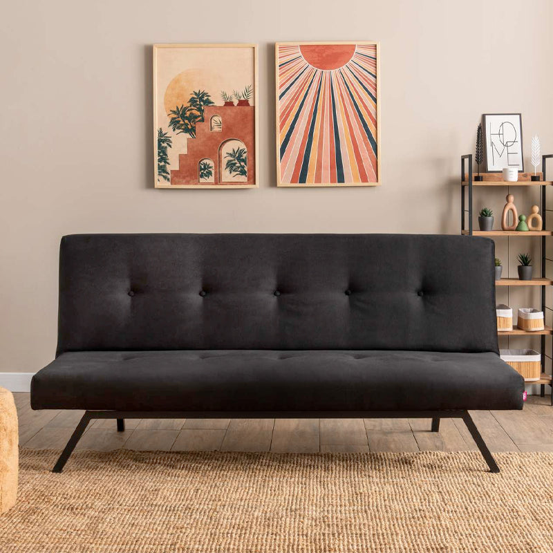 Καναπές - κρεβάτι Zola Megapap τριθέσιος υφασμάτινος χρώμα μαύρο 180x64x78εκ. - Hippiehome.gr