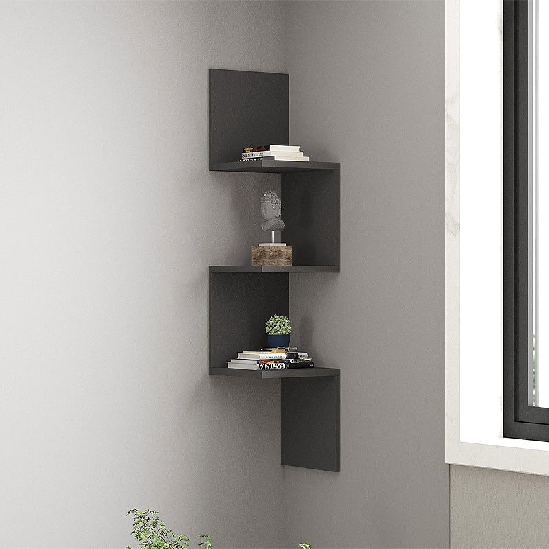 Ραφιέρα τοίχου Zikzak Megapap χρώμα ανθρακί 25x25x105,4εκ. - Hippiehome.gr