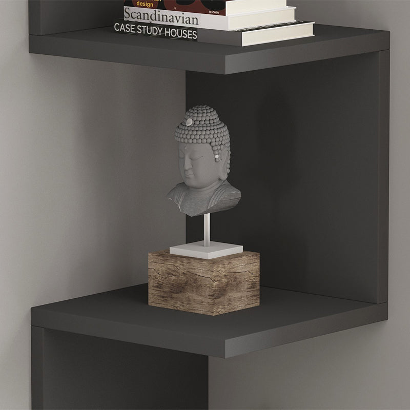 Ραφιέρα τοίχου Zikzak Megapap χρώμα ανθρακί 25x25x105,4εκ. - Hippiehome.gr