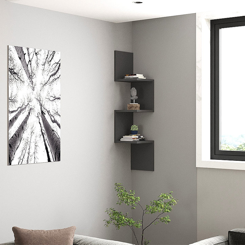 Ραφιέρα τοίχου Zikzak Megapap χρώμα ανθρακί 25x25x105,4εκ. - Hippiehome.gr