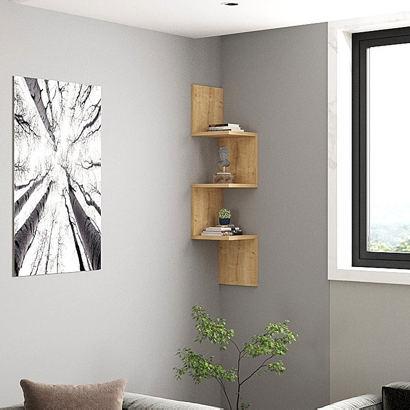 Ραφιέρα τοίχου Zikzak Megapap χρώμα sapphire oak 25x25x105,4εκ. - Hippiehome.gr