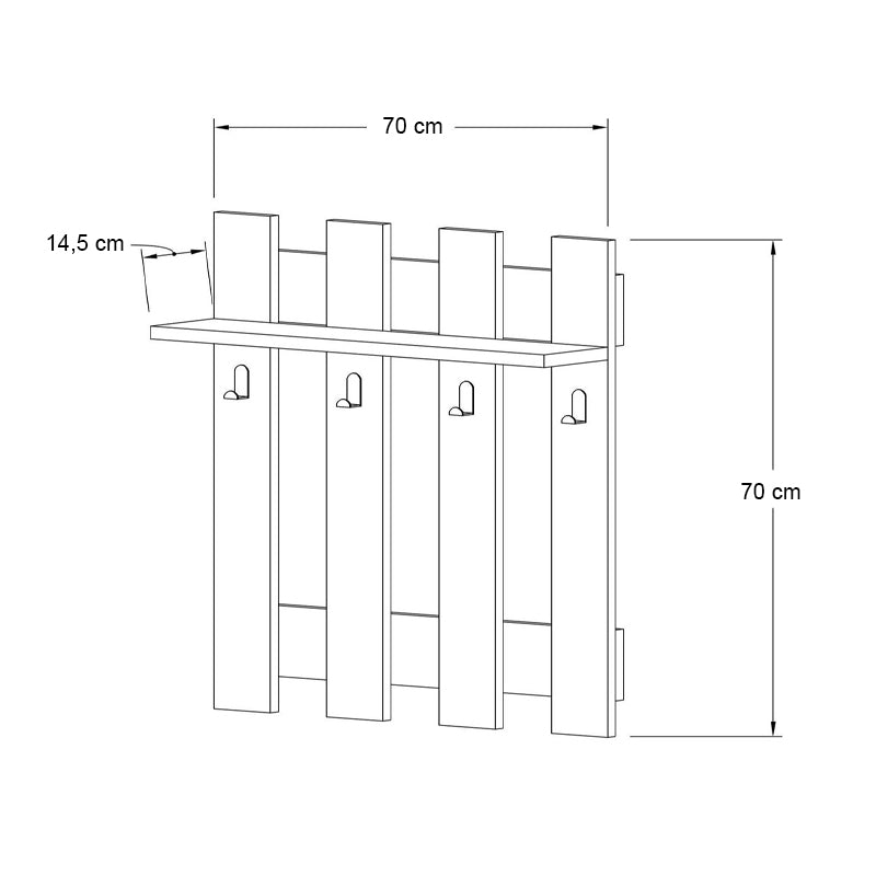Κρεμάστρα τοίχου Carina Megapap χρώμα sapphire oak 70x18x70εκ. - Hippiehome.gr