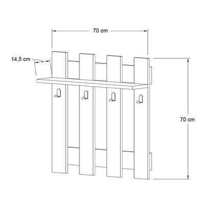 Κρεμάστρα τοίχου Carina Megapap χρώμα sapphire oak 70x18x70εκ. - Hippiehome.gr