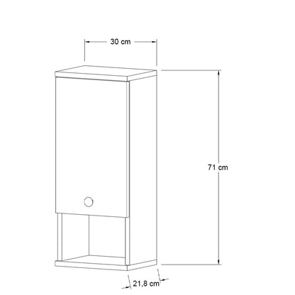 Ντουλάπι μπάνιου επιτοίχιο Mis Megapap χρώμα λευκό 30x21,8x71εκ. - Hippiehome.gr