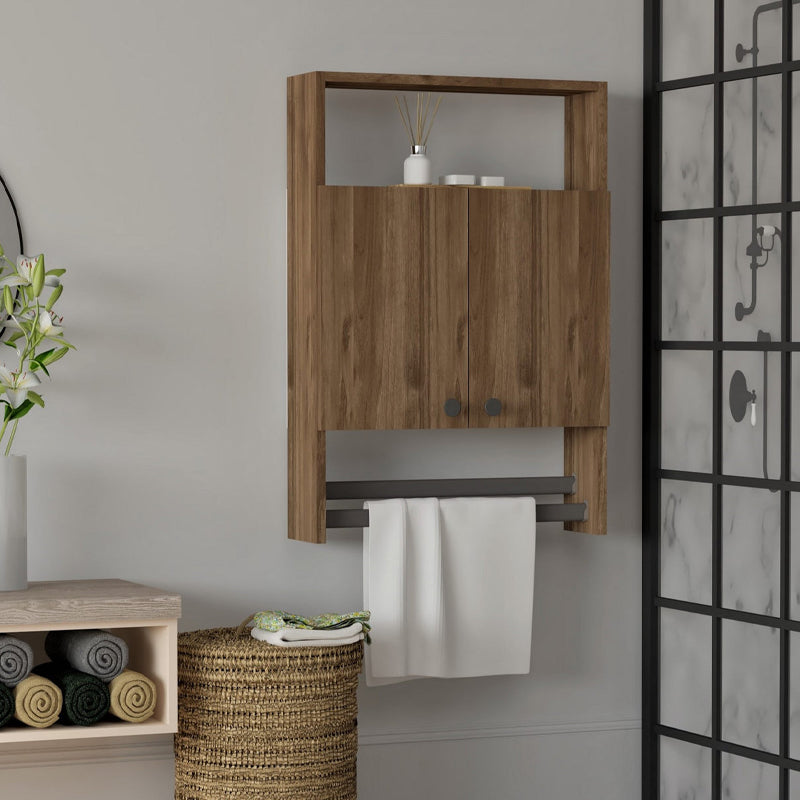 Ντουλάπι μπάνιου επιτοίχιο Ela Megapap χρώμα καρυδί 60x15x87εκ. - Hippiehome.gr