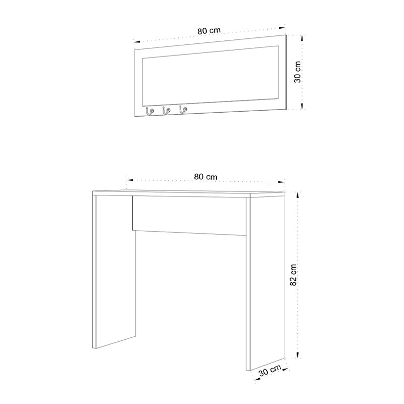 Κονσόλα με καθρέπτη Cosenza Megapap χρώμα oak 80x30x82εκ. - Hippiehome.gr