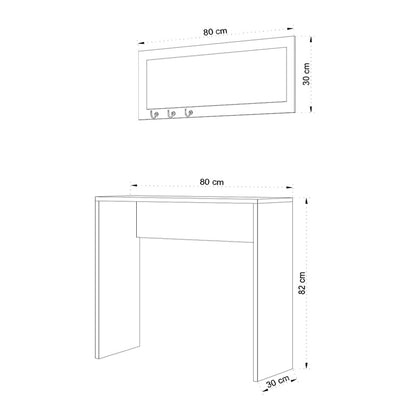 Κονσόλα με καθρέπτη Cosenza Megapap χρώμα oak 80x30x82εκ. - Hippiehome.gr