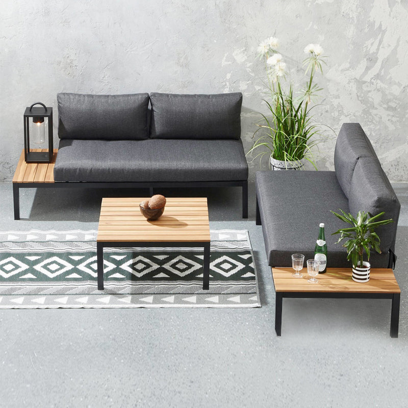 Σαλόνι κήπου Echo Megapap σετ 3 τμχ μέταλλο - ξύλο χρώμα μαύρο - γκρι - Hippiehome.gr