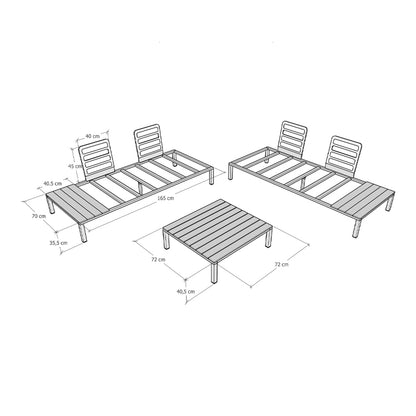 Σαλόνι κήπου Echo Megapap σετ 3 τμχ μέταλλο - ξύλο χρώμα μαύρο - γκρι - Hippiehome.gr