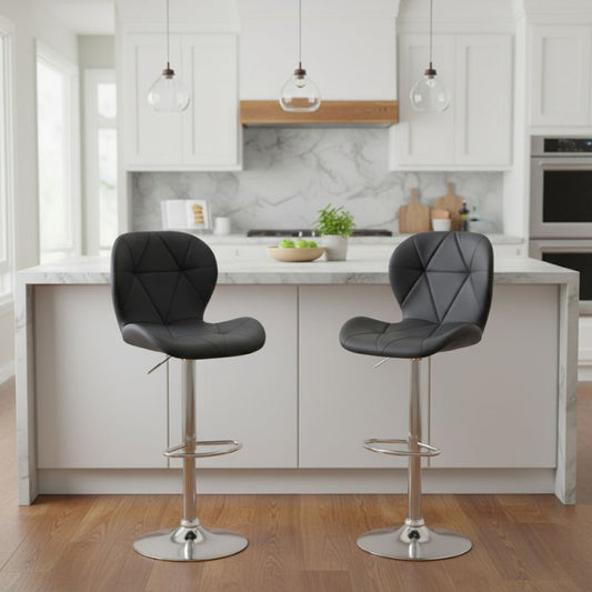 Σκαμπό μπαρ Dolores Megapap με ρυθμιζόμενο ύψος PU μαύρο - βάση χρωμίου 45,5x38x89/109εκ. - Hippiehome.gr