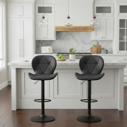 Σκαμπό μπαρ Dolores Megapap με ρυθμιζόμενο ύψος PU μαύρο - βάση μαύρο ματ 45,5x38x89/109εκ. - Hippiehome.gr