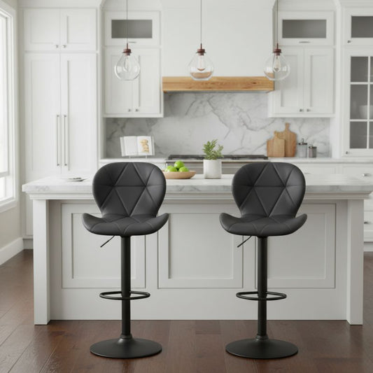 Σκαμπό μπαρ Dolores Megapap με ρυθμιζόμενο ύψος PU μαύρο - βάση μαύρο ματ 45,5x38x89/109εκ. - Hippiehome.gr