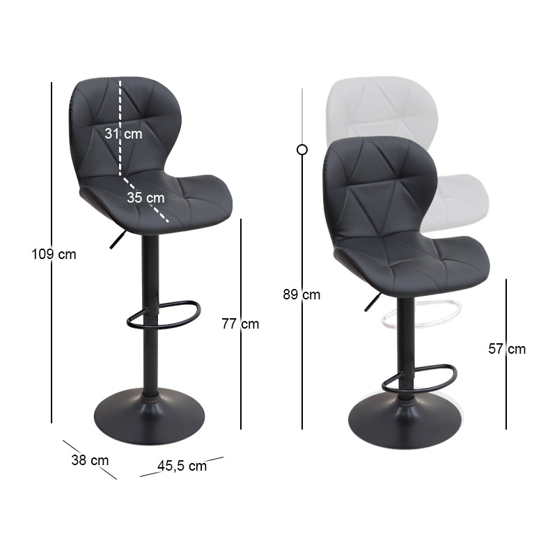 Σκαμπό μπαρ Dolores Megapap με ρυθμιζόμενο ύψος PU μαύρο - βάση μαύρο ματ 45,5x38x89/109εκ. - Hippiehome.gr