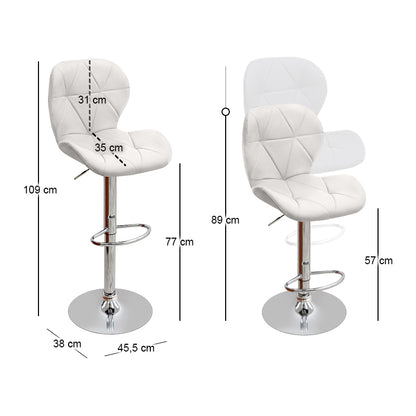 Σκαμπό μπαρ Dolores Megapap με ρυθμιζόμενο ύψος PU λευκό - βάση χρωμίου 45,5x38x89/109εκ. - Hippiehome.gr