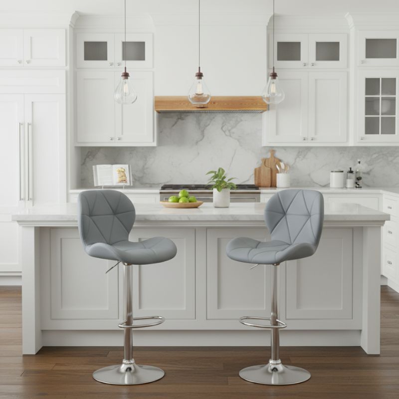 Σκαμπό μπαρ Dolores Megapap με ρυθμιζόμενο ύψος PU γκρι - βάση χρωμίου 45,5x38x89/109εκ. - Hippiehome.gr