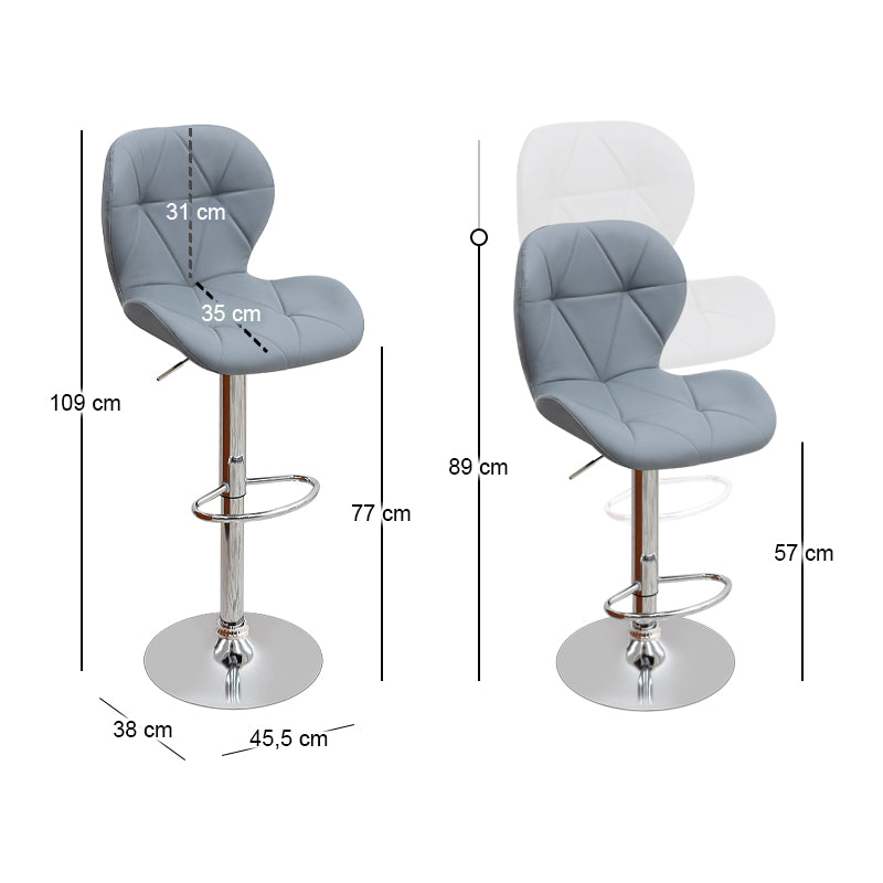 Σκαμπό μπαρ Dolores Megapap με ρυθμιζόμενο ύψος PU γκρι - βάση χρωμίου 45,5x38x89/109εκ. - Hippiehome.gr