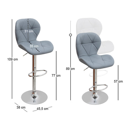 Σκαμπό μπαρ Dolores Megapap με ρυθμιζόμενο ύψος PU γκρι - βάση χρωμίου 45,5x38x89/109εκ. - Hippiehome.gr