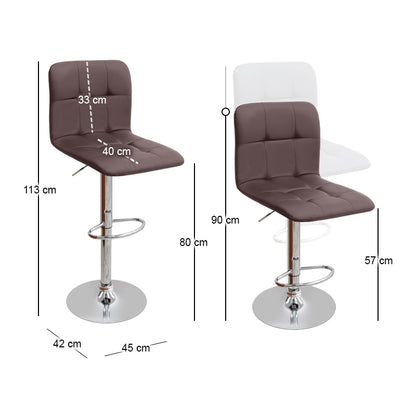 Σκαμπό μπαρ Carmelo Megapap με ρυθμιζόμενο ύψος PU καφέ - βάση χρωμίου 45x42x90/113εκ. - Hippiehome.gr