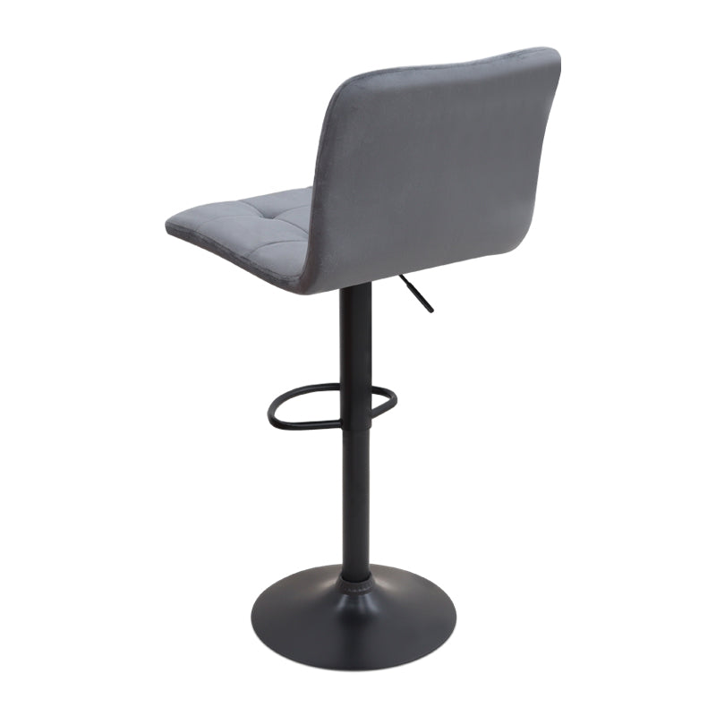 Σκαμπό μπαρ Carmelo Megapap με ρυθμιζόμενο ύψος βελούδο γκρι - βάση μαύρο ματ 45x42x90/113εκ. - Hippiehome.gr