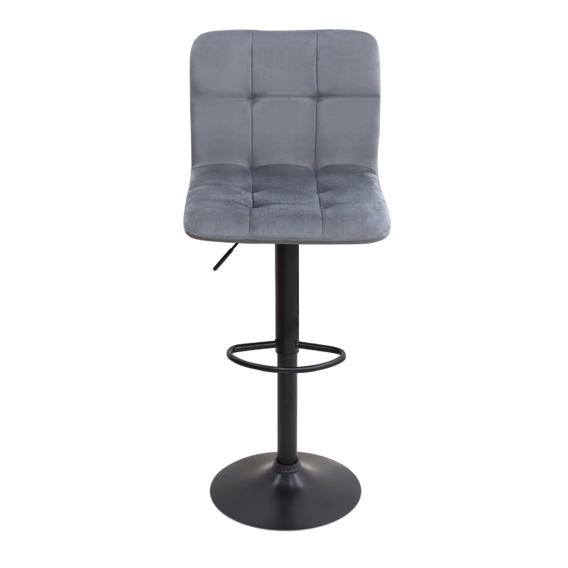 Σκαμπό μπαρ Carmelo Megapap με ρυθμιζόμενο ύψος βελούδο γκρι - βάση μαύρο ματ 45x42x90/113εκ. - Hippiehome.gr