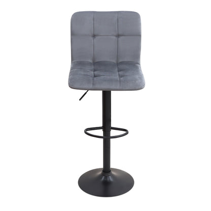 Σκαμπό μπαρ Carmelo Megapap με ρυθμιζόμενο ύψος βελούδο γκρι - βάση μαύρο ματ 45x42x90/113εκ. - Hippiehome.gr